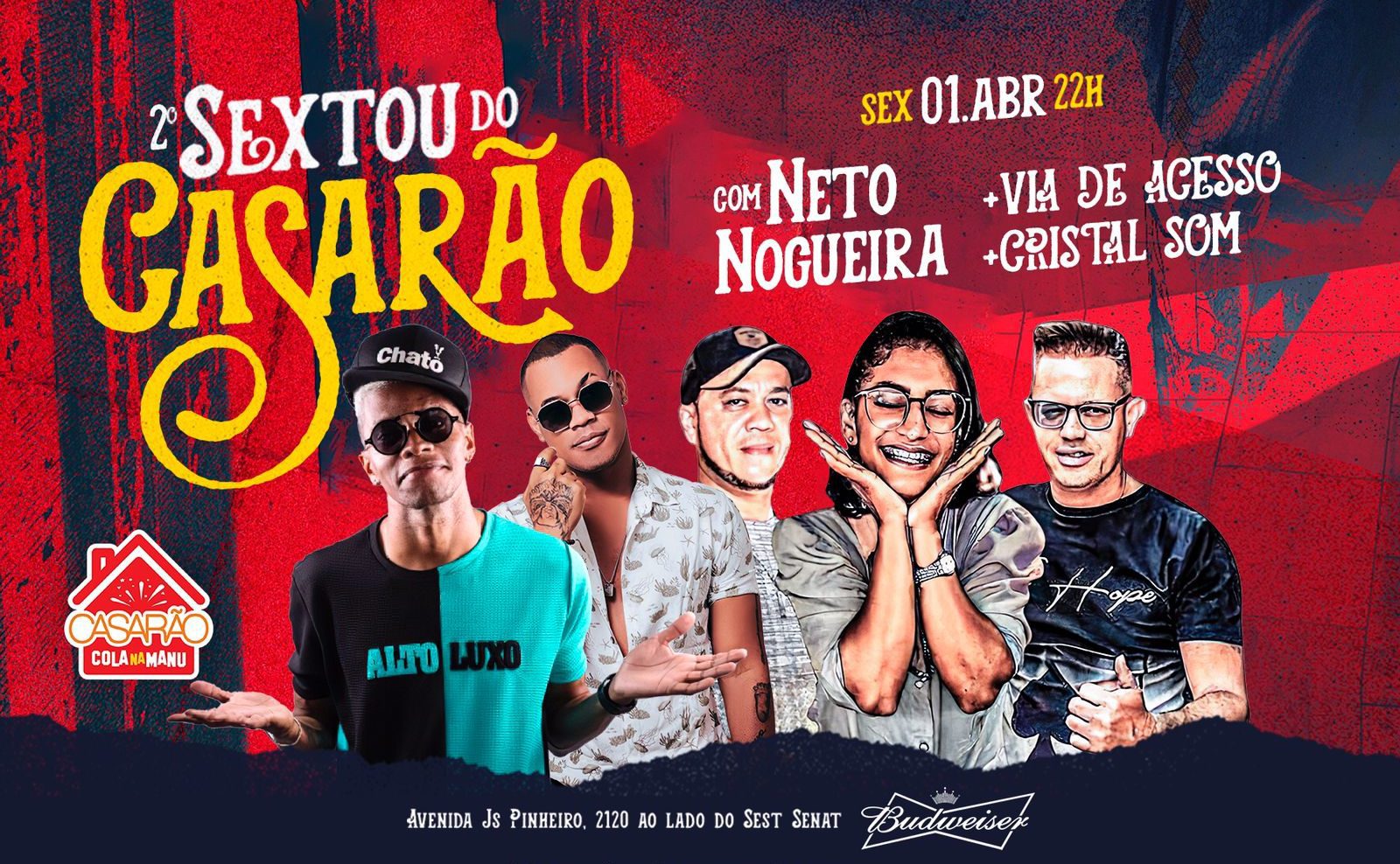 Segundo Sextou do Casarão tem shows das bandas Via de Acesso e Cristal Som, mais DJ Neto Nogueira