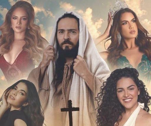 Cartaz da 'Paixão de Cristo' com mulheres usando decote gera polêmica