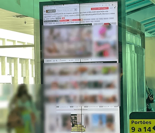 Totens de Aeroporto são hackeados e exibem vídeos pornôs