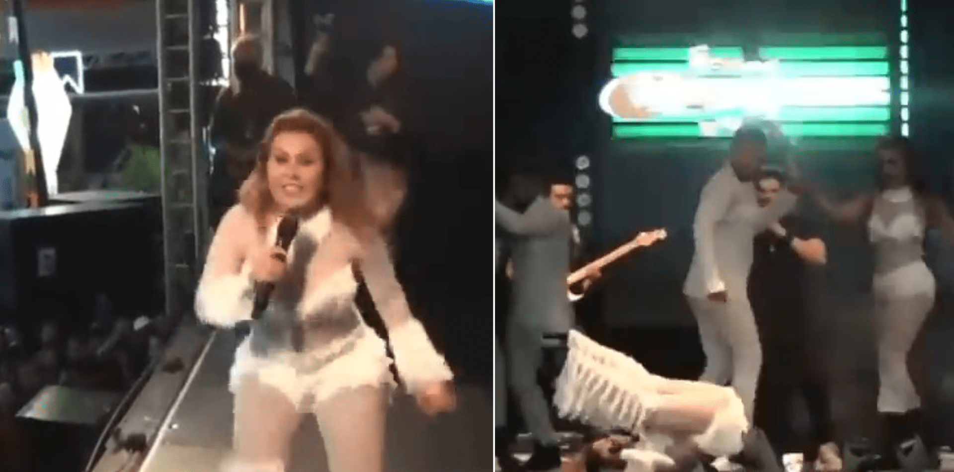 Joelma cai durante show na Bahia, mantém a classe e continua a apresentação enquanto se levanta